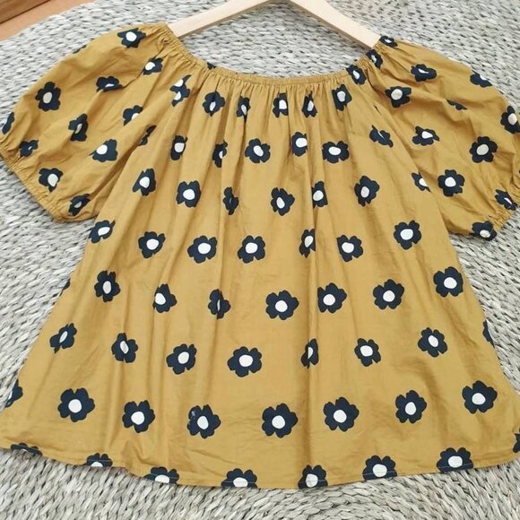 Mustard Yellow Off Shoulder Floral Print Blouse - Picture 1 of 3